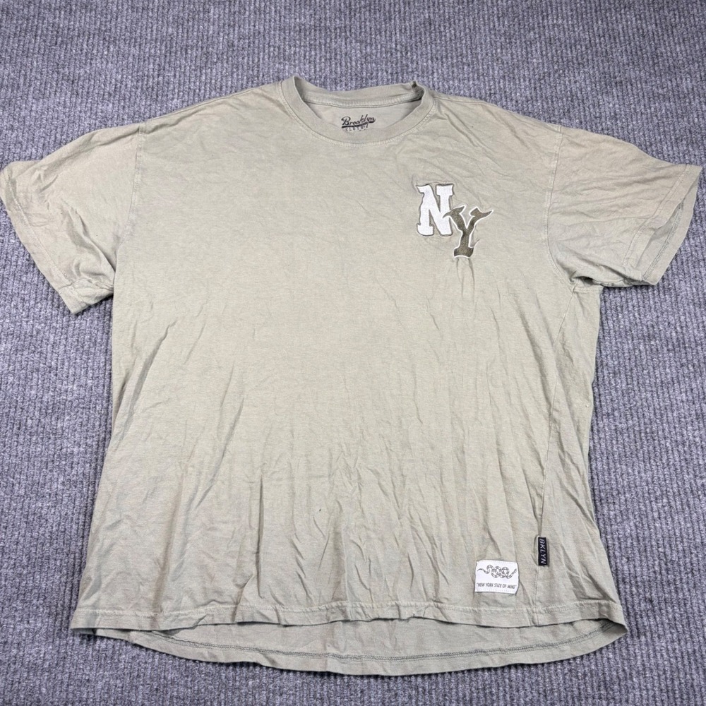 Brooklyn Cloth Shirt Mens L NY Graphic Sage Green New York State of Mind